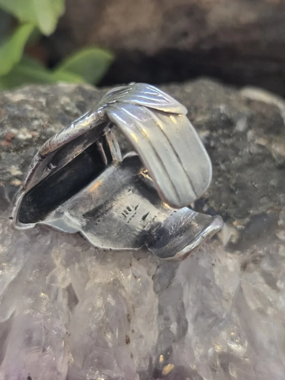 Heavy Vintage Sterling Silver Airforce Ring Size 11 Adjustable Sterling Silver